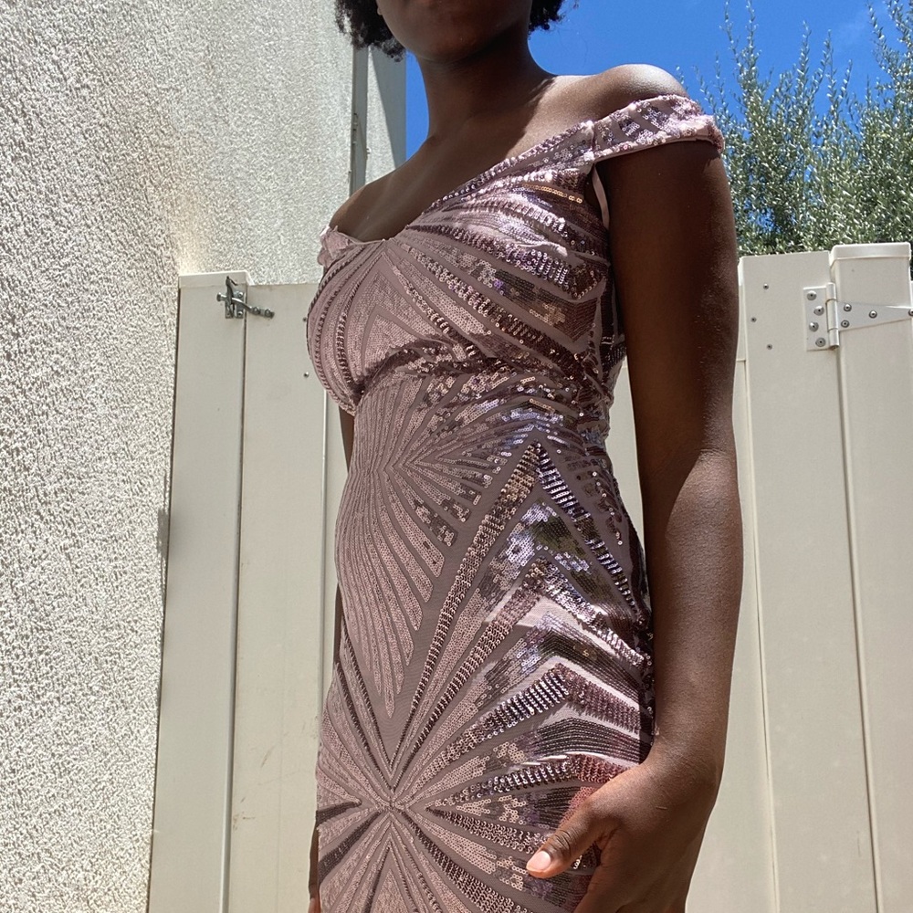 Pink floor length  prom dress